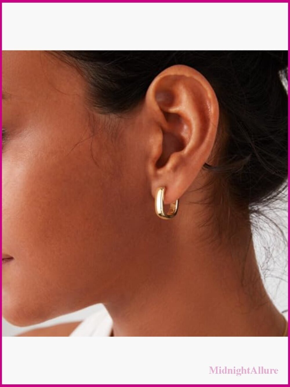 Small Chunky Huggie Hoop Earrings Hypoallergenic Thick Silver - Picture 5 of 7